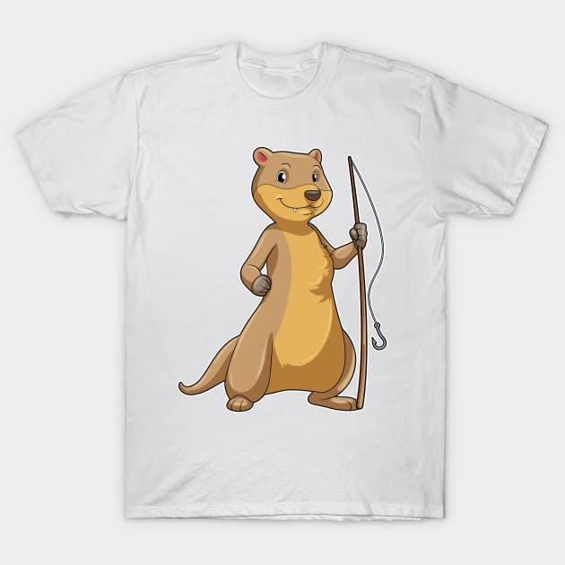 Otter as Fisher with Fishing rod T-Shirt by Markus Schnabel